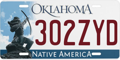 OK license plate 302ZYD