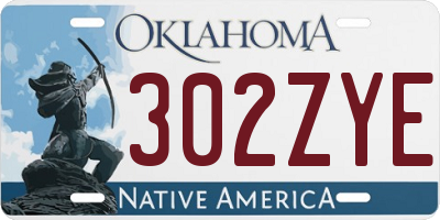 OK license plate 302ZYE