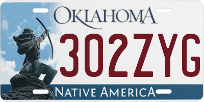 OK license plate 302ZYG