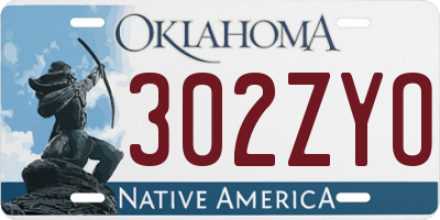 OK license plate 302ZYO