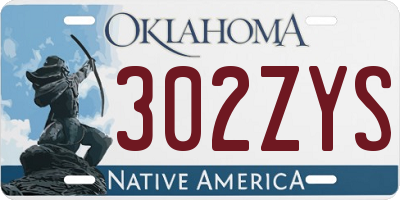 OK license plate 302ZYS