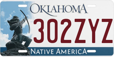 OK license plate 302ZYZ