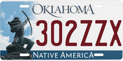 OK license plate 302ZZX