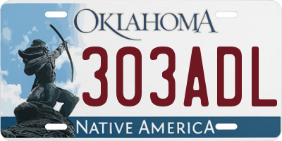 OK license plate 303ADL