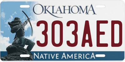 OK license plate 303AED