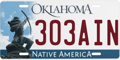 OK license plate 303AIN