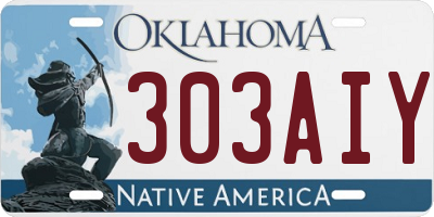OK license plate 303AIY