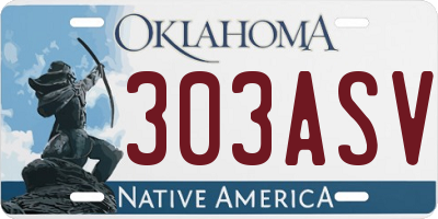 OK license plate 303ASV