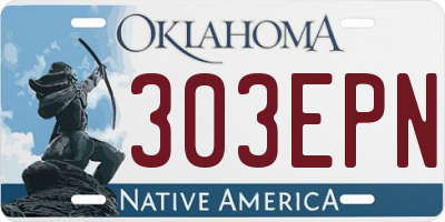 OK license plate 303EPN