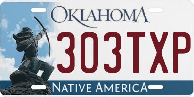 OK license plate 303TXP