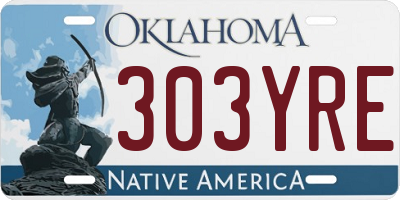 OK license plate 303YRE