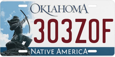 OK license plate 303ZOF