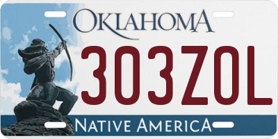 OK license plate 303ZOL