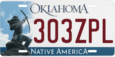 OK license plate 303ZPL