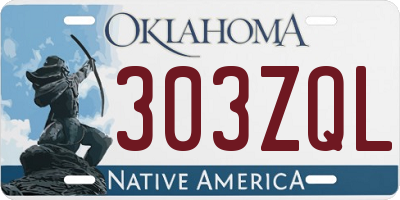 OK license plate 303ZQL