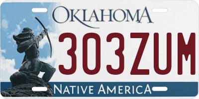 OK license plate 303ZUM