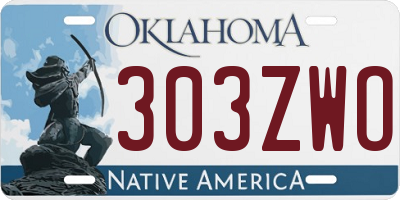 OK license plate 303ZWO