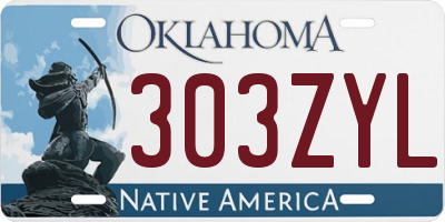 OK license plate 303ZYL