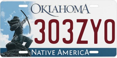 OK license plate 303ZYO