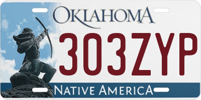 OK license plate 303ZYP