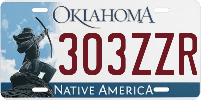 OK license plate 303ZZR