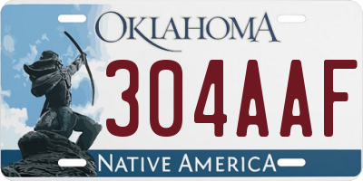 OK license plate 304AAF