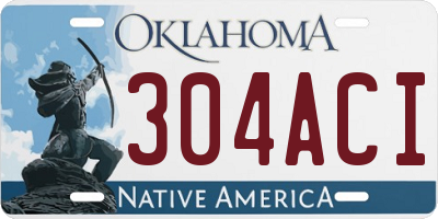 OK license plate 304ACI