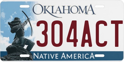 OK license plate 304ACT