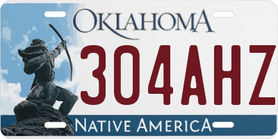 OK license plate 304AHZ