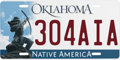 OK license plate 304AIA