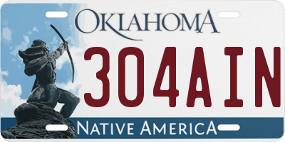 OK license plate 304AIN