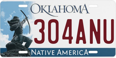 OK license plate 304ANU