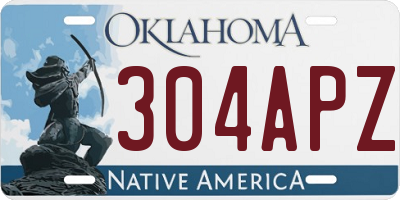 OK license plate 304APZ
