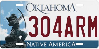 OK license plate 304ARM