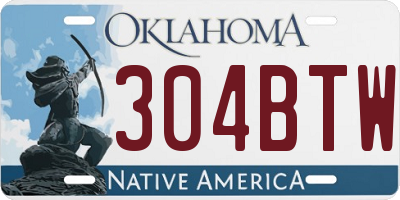 OK license plate 304BTW