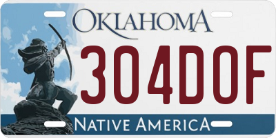 OK license plate 304DOF