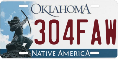 OK license plate 304FAW