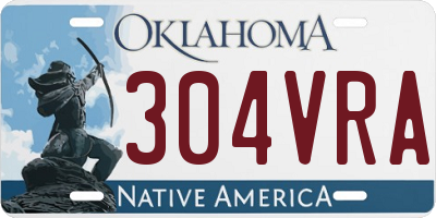 OK license plate 304VRA