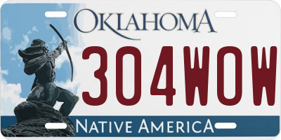 OK license plate 304WOW