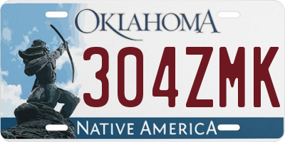 OK license plate 304ZMK