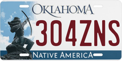 OK license plate 304ZNS