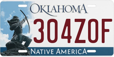 OK license plate 304ZOF