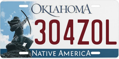 OK license plate 304ZOL