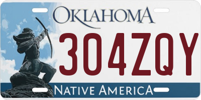 OK license plate 304ZQY