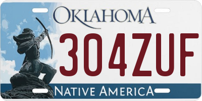 OK license plate 304ZUF