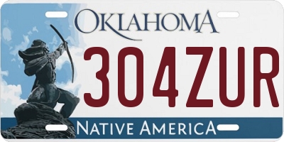 OK license plate 304ZUR