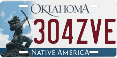 OK license plate 304ZVE