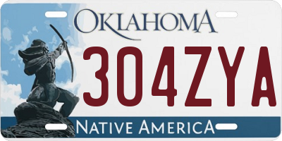 OK license plate 304ZYA