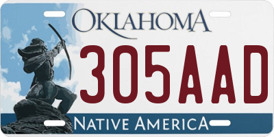OK license plate 305AAD