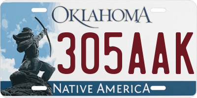 OK license plate 305AAK